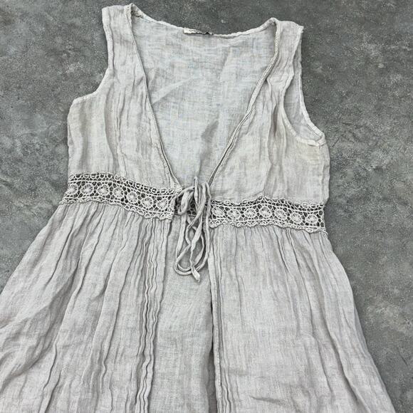 Francesca Bettini Cardigan One Size Topper Bow Lace Linen Beach Lagenlook Boho - Picture 2 of 11